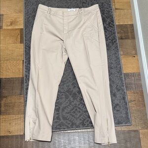 Calvin Klein Beige Cropped Ankle Zip Pants